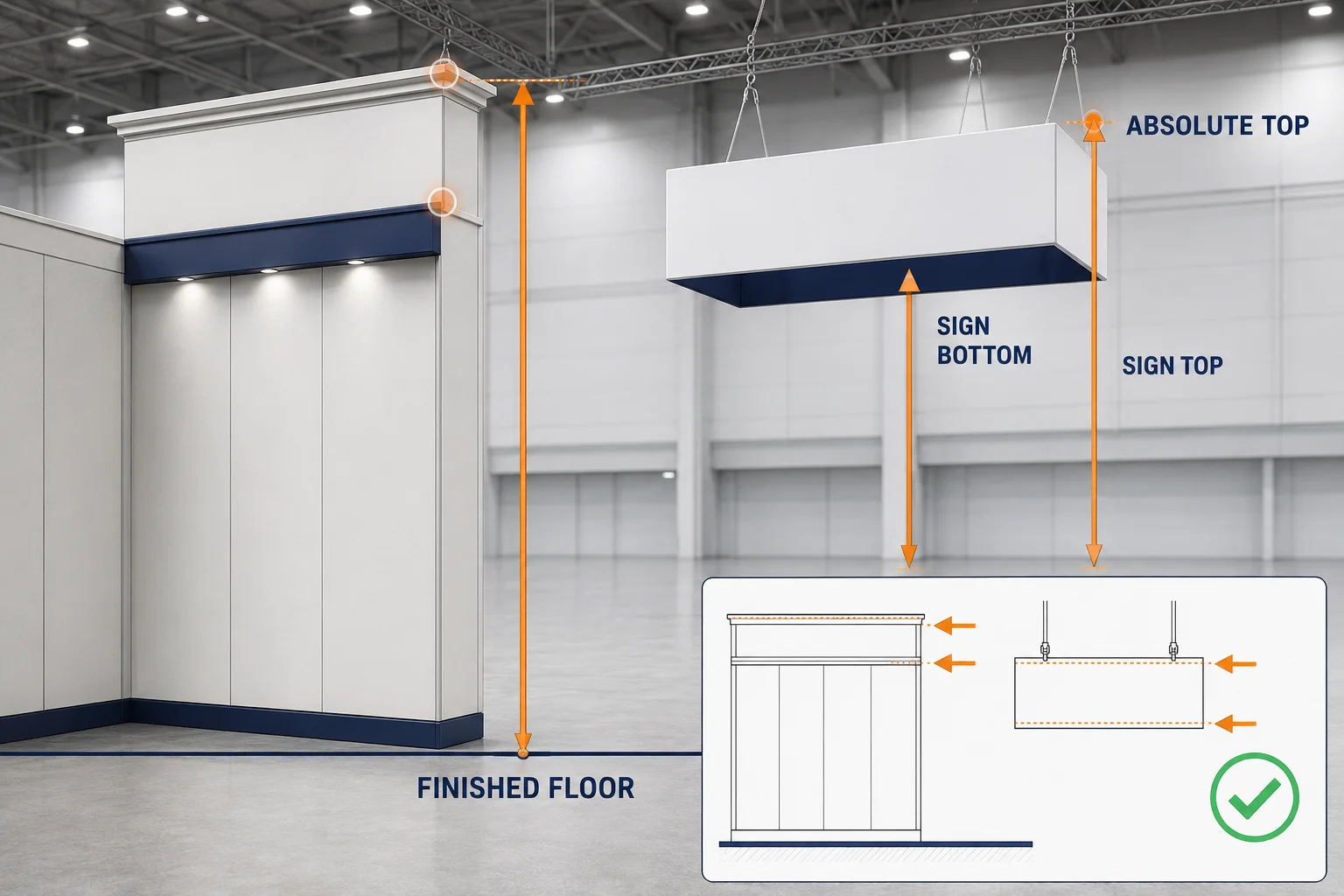LVCC booth height rules measurement baseline diagram